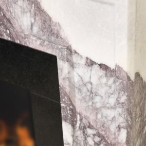 Artisan Allora Lilac Marble Fireplace stone details