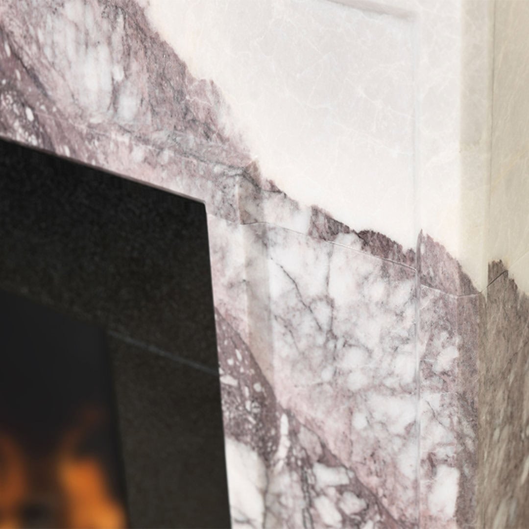 Artisan Allora Lilac Marble Fireplace stone details